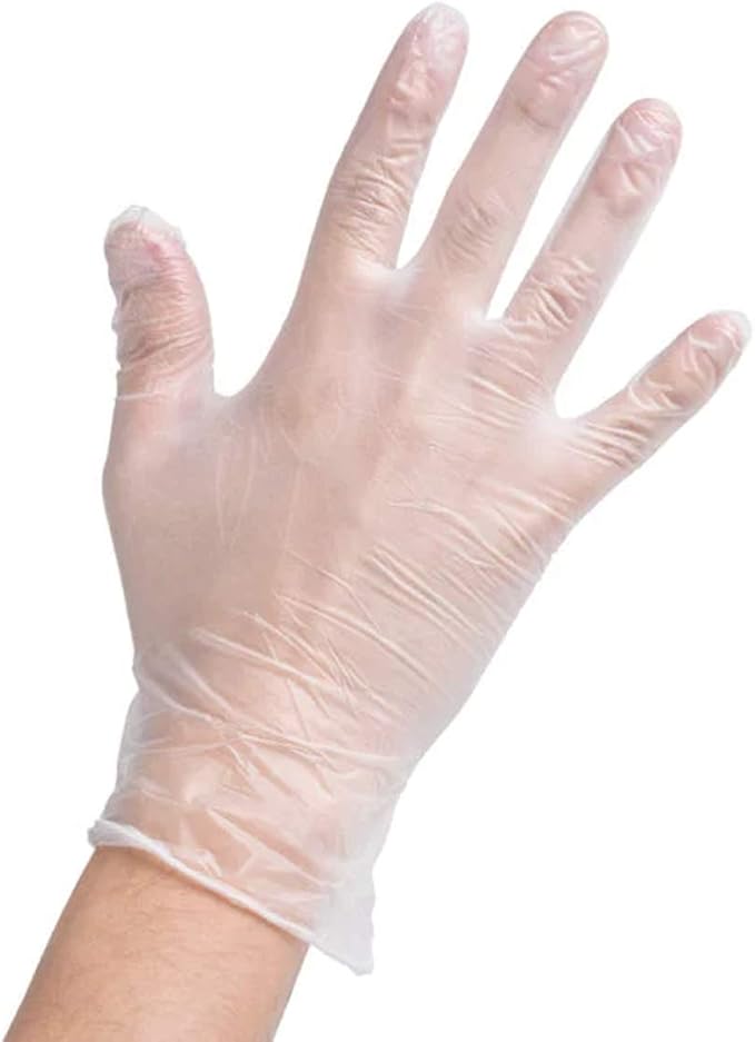 Noble Products Large Disposable Vinyl Gloves – Powder-Free, Clear, Ambidextrous, 100 Count – Ideal for Food Handling, Cleaning, Beauty, and Dishwashing - Sari X Sari