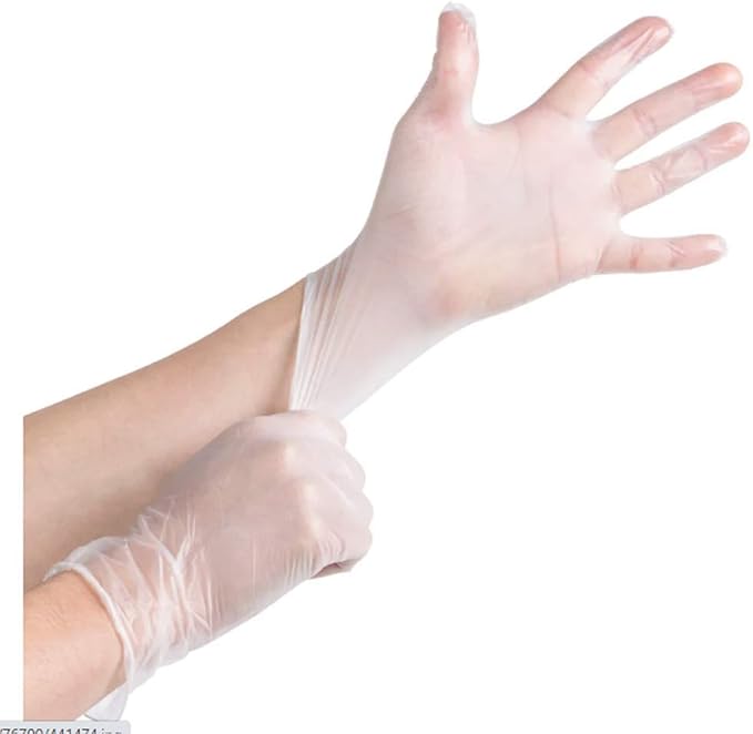 Noble Products Large Disposable Vinyl Gloves – Powder-Free, Clear, Ambidextrous, 100 Count – Ideal for Food Handling, Cleaning, Beauty, and Dishwashing - Sari X Sari