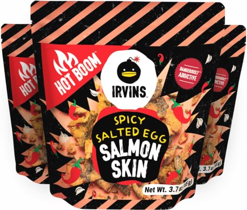 IRVINS Salted Egg Salmon Skin Chips Crisps Premium Hand Cooked Halal High Protein Keto-Friendly 3.7 oz (Pack of 3) - Sari X Sari