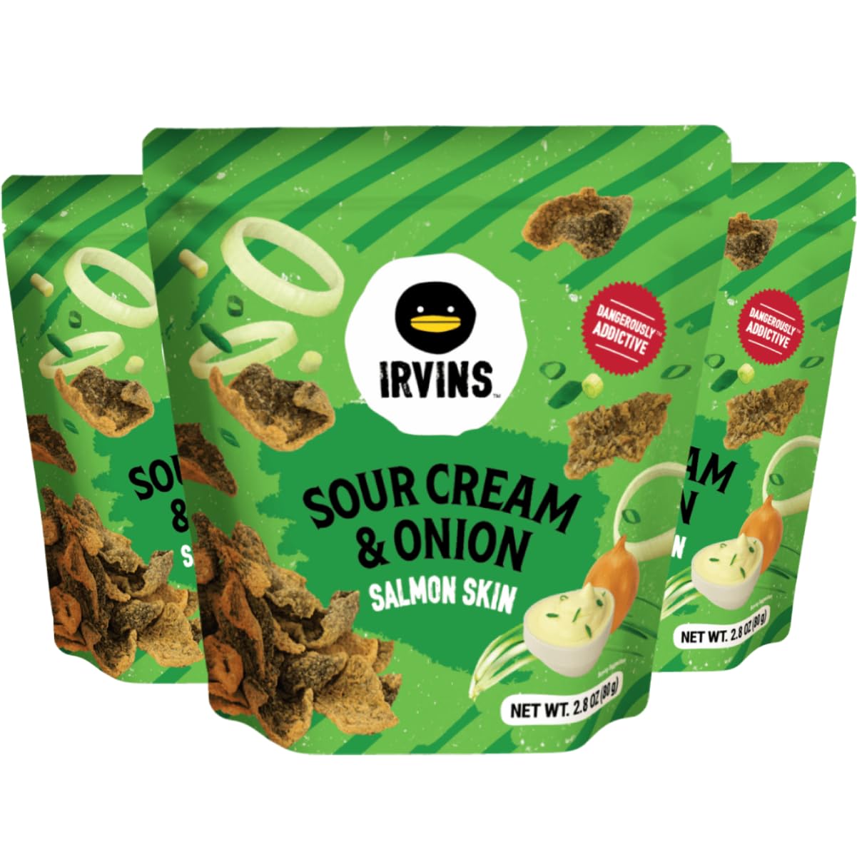 IRVINS Salted Egg Salmon Skin Chips Crisps Premium Hand Cooked Halal High Protein Keto-Friendly 3.7 oz (Pack of 3) - Sari X Sari