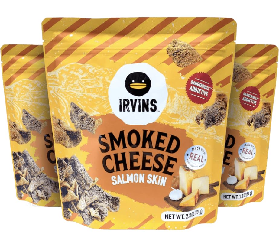 IRVINS Salted Egg Salmon Skin Chips Crisps Premium Hand Cooked Halal High Protein Keto-Friendly 3.7 oz (Pack of 3) - Sari X Sari