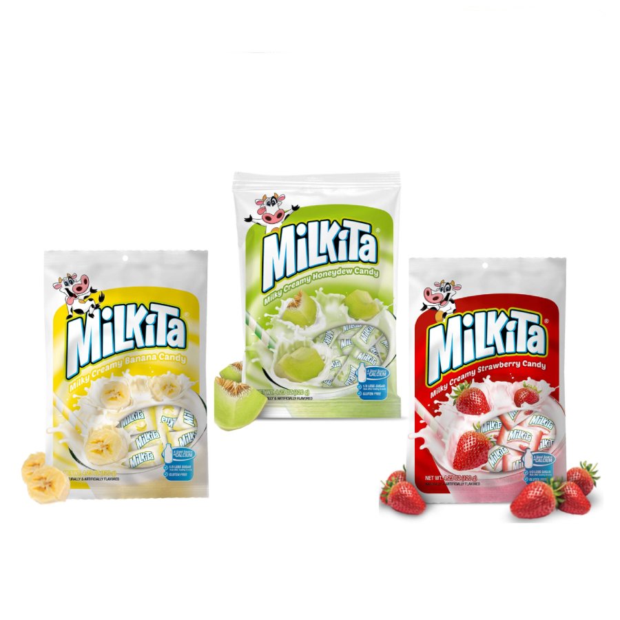 Unican Milkita Candy Variety Pack: Classic Milk, Strawberry, Melon Flavors - Sari X Sari