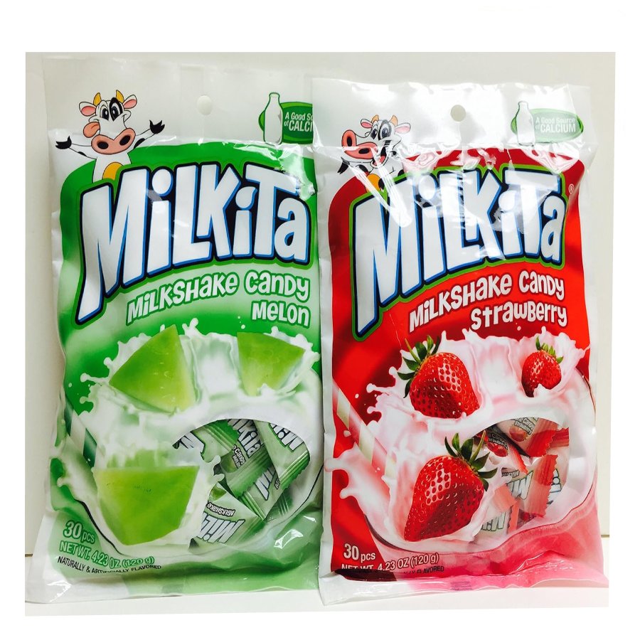 Milkita Milkshake Candy Mixed 4.23 oz x 2 packs – Melon Flavor and Strawberry Flavor - Sari X Sari