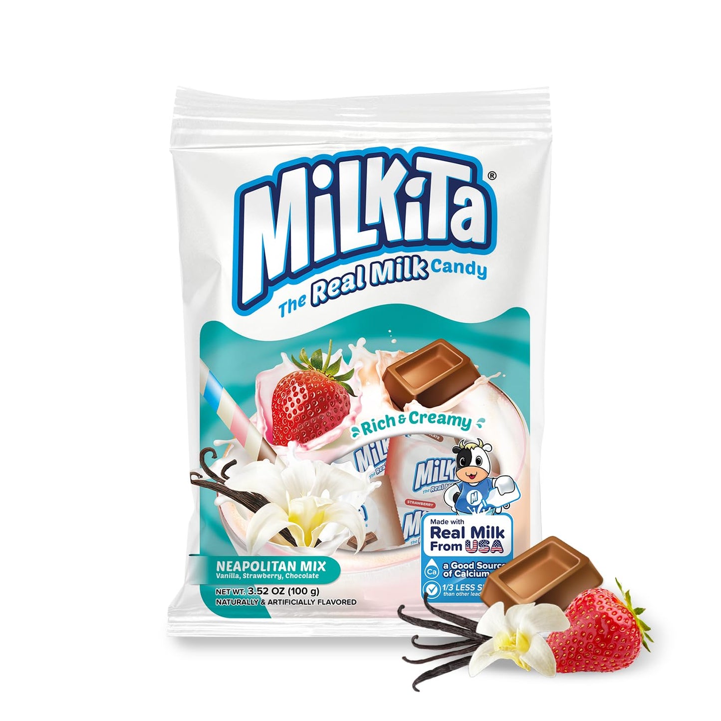 Milkita Honeydew Shake Candy, Gluten Free, 30 Pcs, with Calcium & Real Milk - Sari X Sari