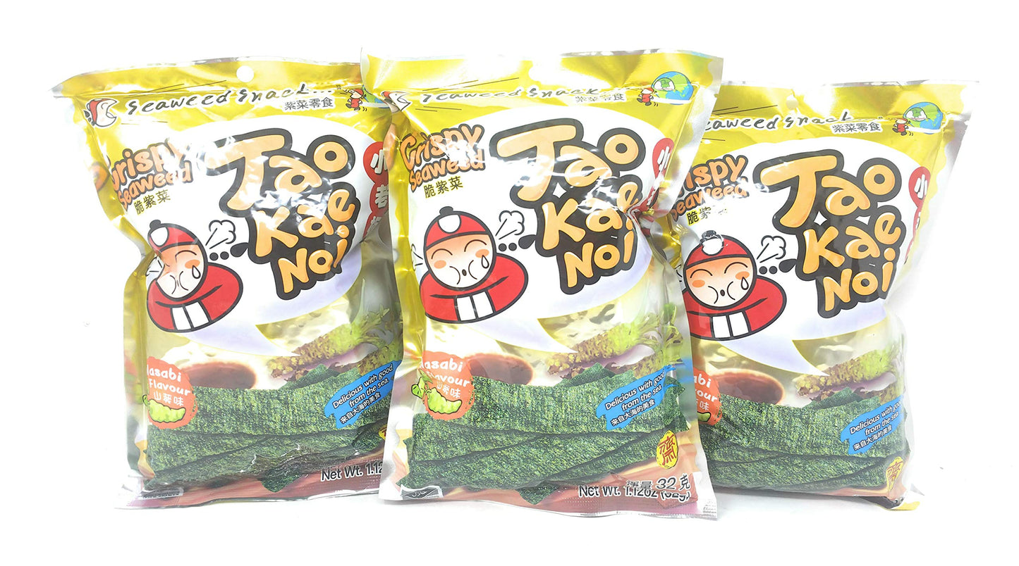 Tao Kae Noi Crispy Seaweed Hot & Spicy Flavor 32g, 3 Pack