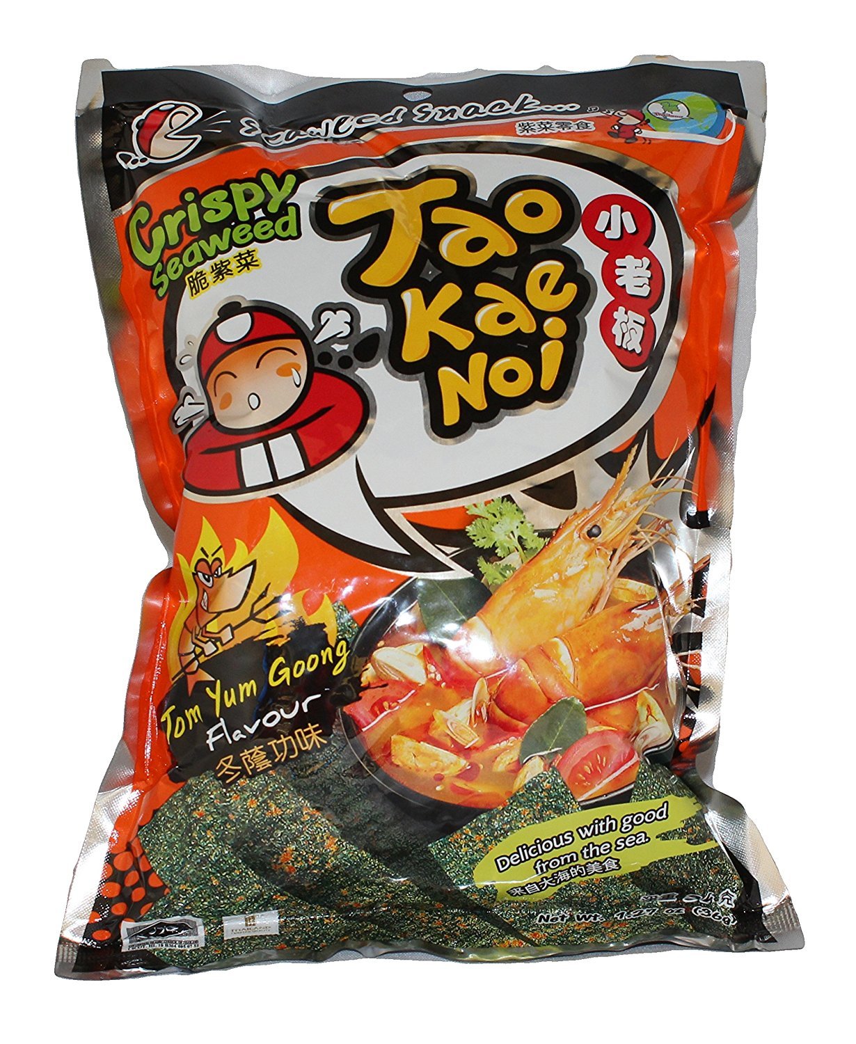 Tao Kae Noi Crispy Seaweed Hot & Spicy Flavor 32g, 3 Pack