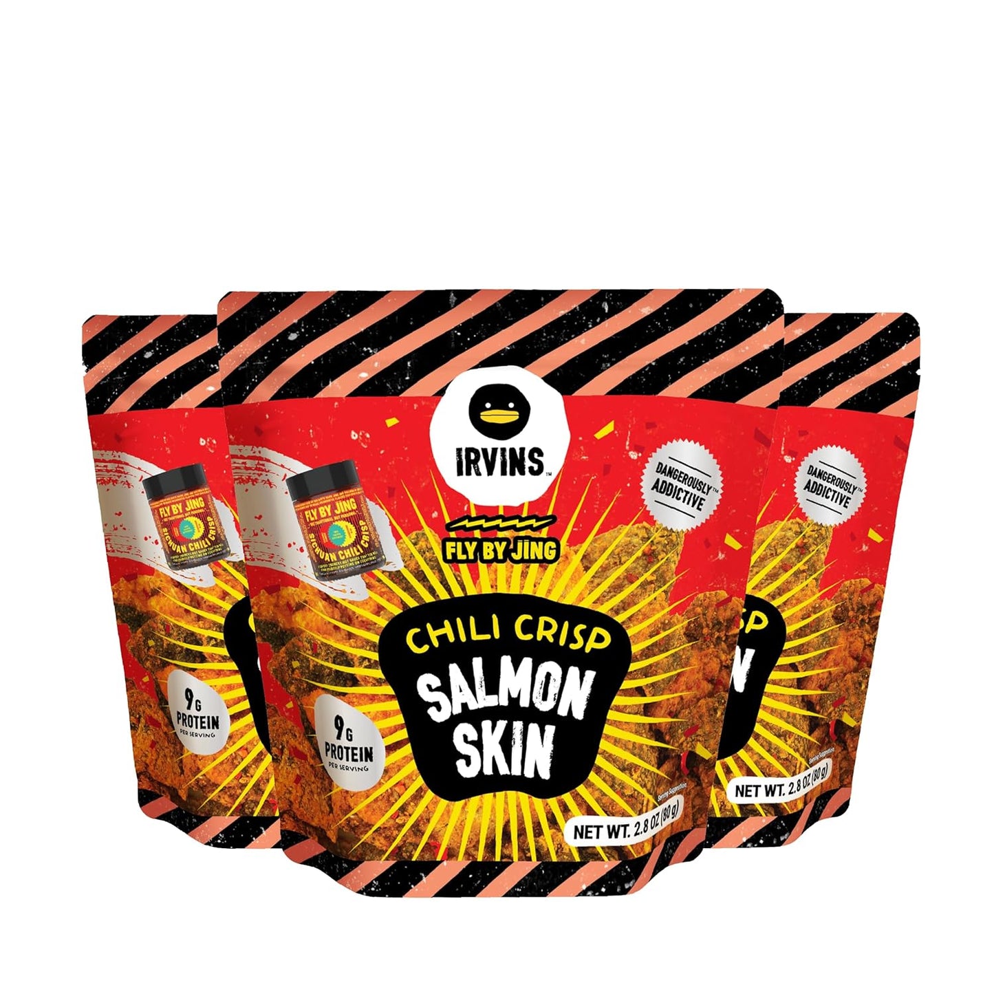 IRVINS Salted Egg Salmon Skin Chips Crisps Premium Hand Cooked Halal High Protein Keto-Friendly 3.7 oz (Pack of 3) - Sari X Sari