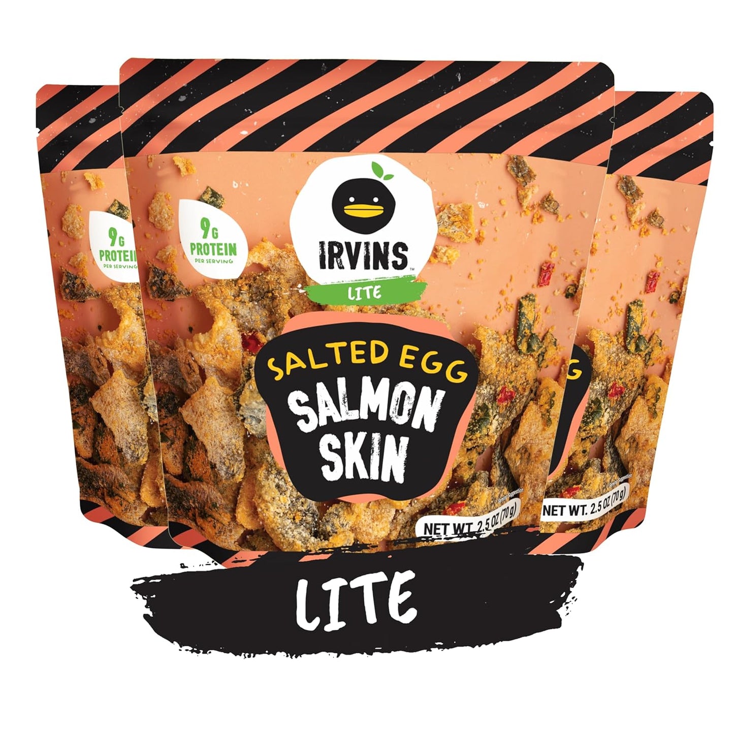 IRVINS Salted Egg Salmon Skin Chips Crisps Premium Hand Cooked Halal High Protein Keto-Friendly 3.7 oz (Pack of 3) - Sari X Sari