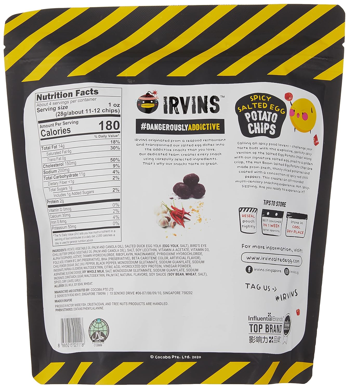 IRVINS Salted Egg Potato Chips HOT BOMB 105g - Sari X Sari