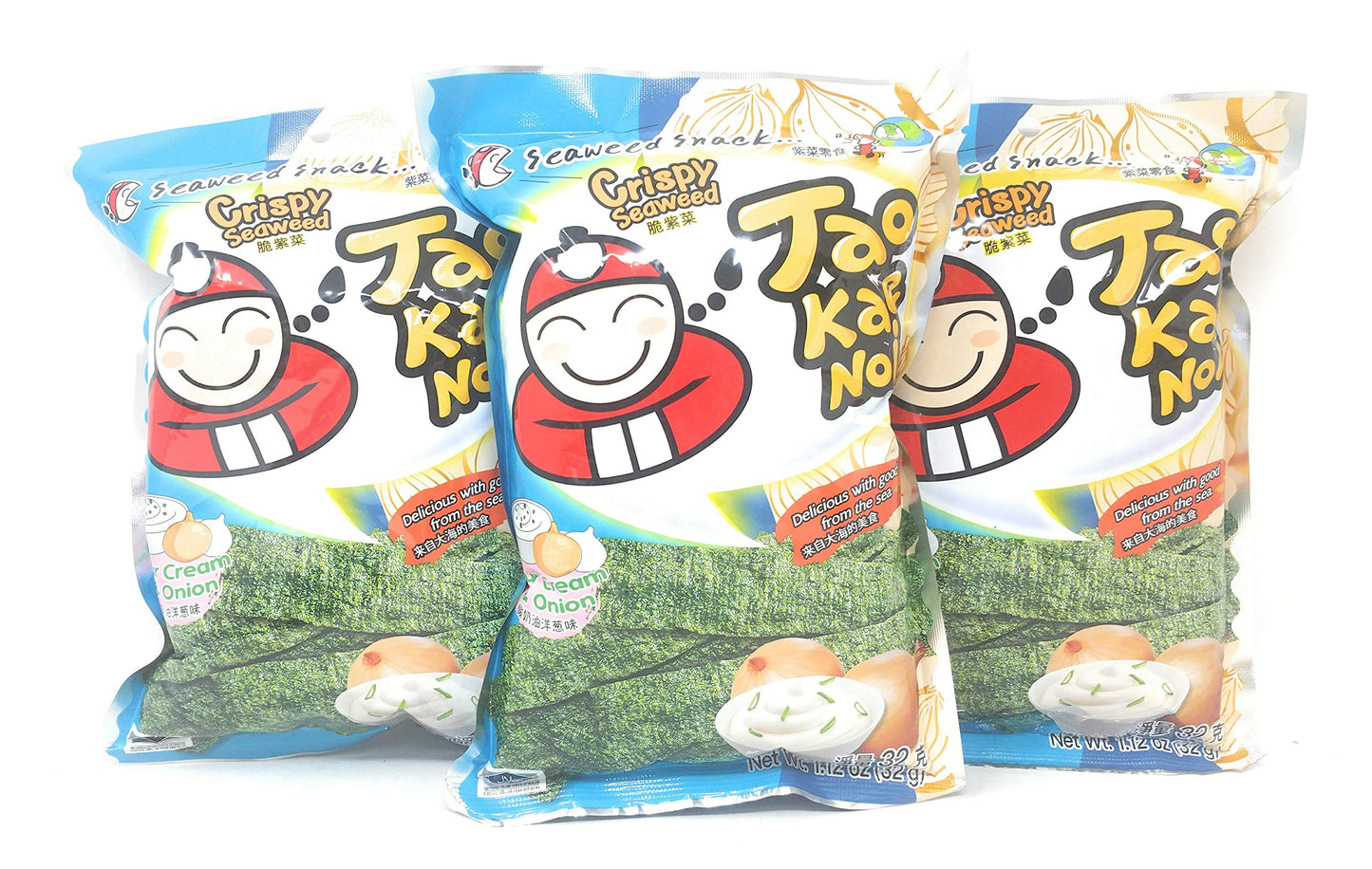 Tao Kae Noi Crispy Seaweed Hot & Spicy Flavor 32g, 3 Pack