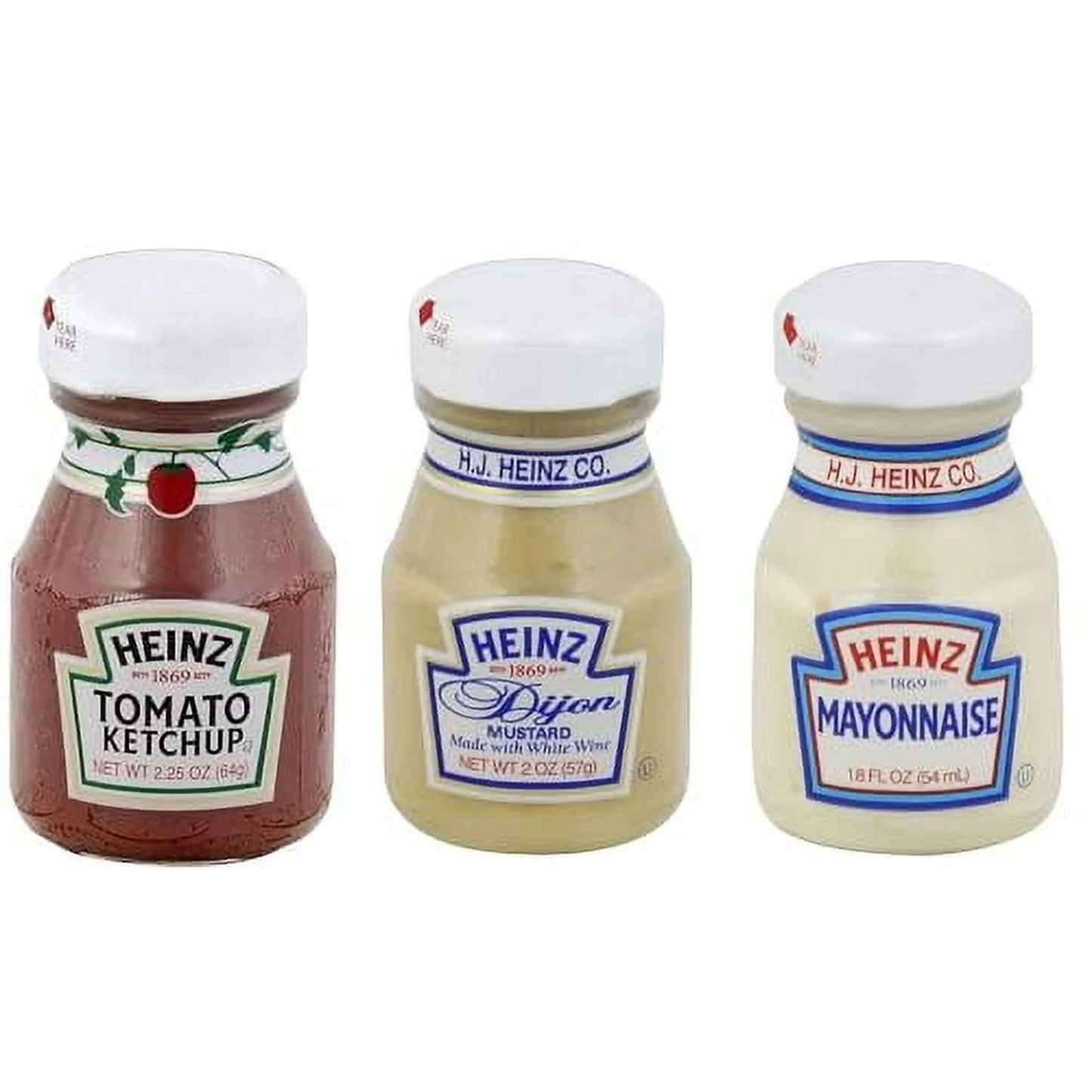 Kosher Travel Condiment Bundle - 3 Mini Jars Heinz Ketchup, Dijon Mustard, Mayonnaise - Sari X Sari