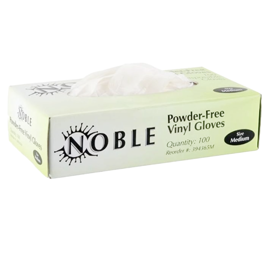 Noble Products Large Disposable Vinyl Gloves – Powder-Free, Clear, Ambidextrous, 100 Count – Ideal for Food Handling, Cleaning, Beauty, and Dishwashing - Sari X Sari