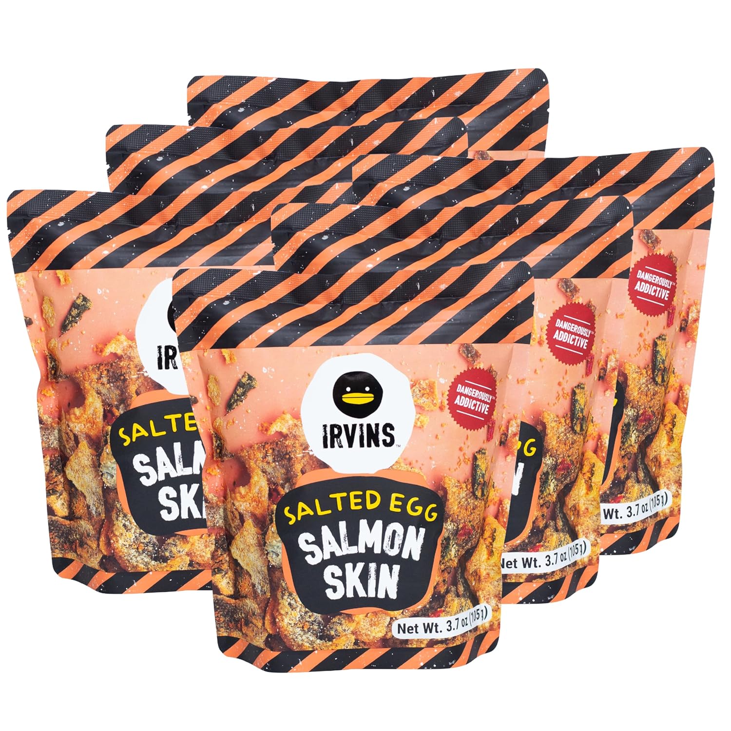 IRVINS Salted Egg Salmon Skin Chips Crisps Premium Hand Cooked Halal High Protein Keto-Friendly 3.7 oz (Pack of 3) - Sari X Sari