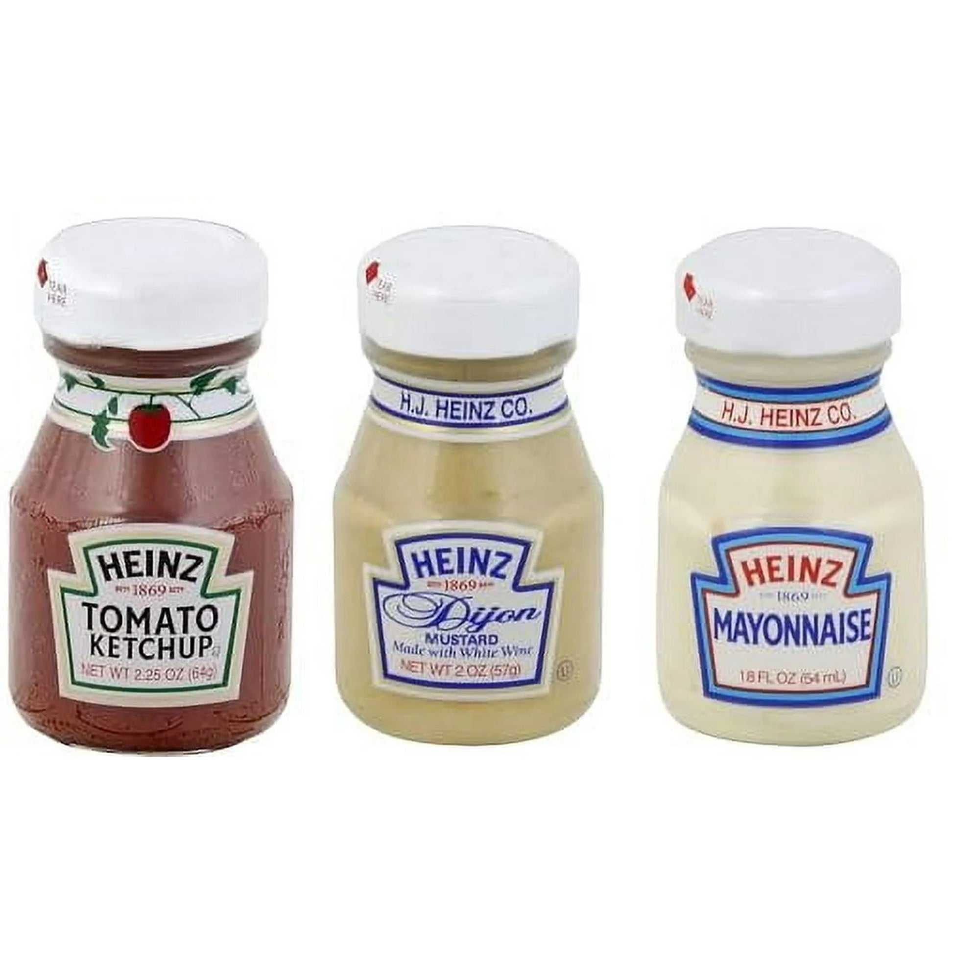 Kosher Travel Condiment Bundle - 3 Mini Jars Heinz Ketchup, Dijon Mustard, Mayonnaise - Sari X Sari